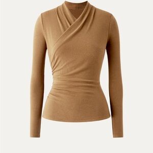 OGL Tan Long Sleeve Wrap Top